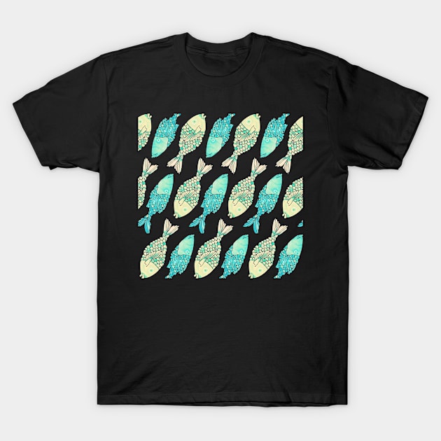 indonesian fish turquoise cream T-Shirt by CatCoq